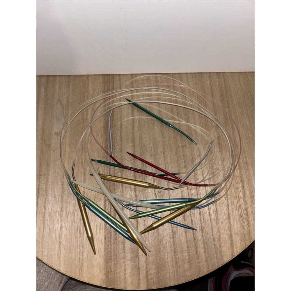 Huge Lot Of Circular Knitting Needles Metal Plastic Vintage?